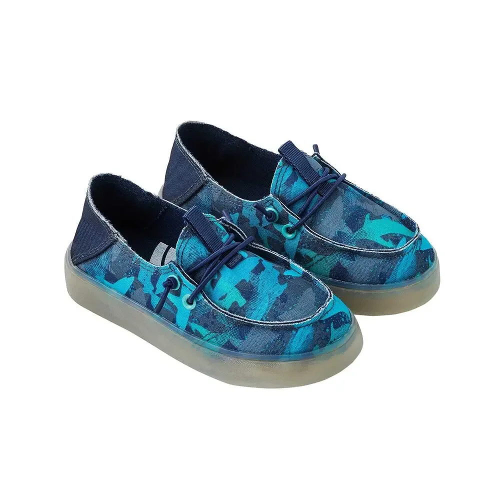 Members Mark Boys Toddler Blue Printed Slip-On Bungee Drawstring Moccasin Shoes